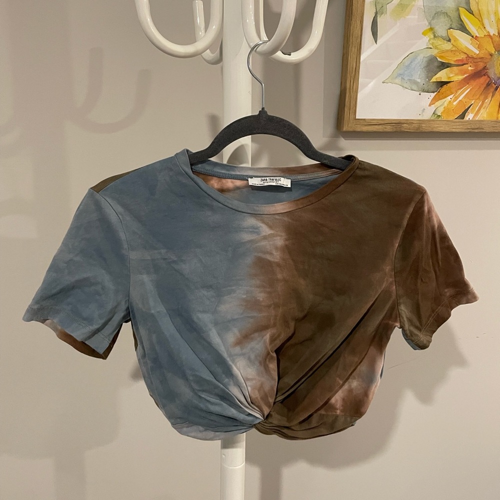 Zara trafaluc tie dye cropped tee